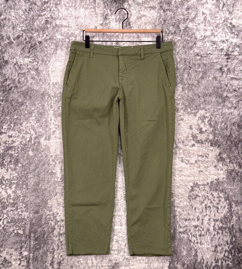 Frank Eileen Wicklow Pants 8 Womens Green Italian Cotton Twill Chino